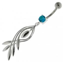 Lovrin Ezüst 925 köldökpiercing kék cirkónia kövekkel, divatos és látványos ajándék (Lovrin 63365)