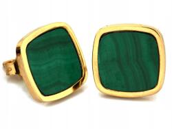 Lovrin 14 karátos arany fülbevaló malachittal, 2, 53g, négyszögletes, ajándékba