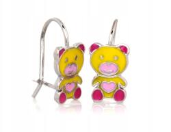 Lovrin 925-ös ezüst fülbevaló sárga zománc mackókkal, akasztós, kislányoknak (44238679)