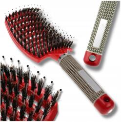 EdiBazzar Hajkefe természetes vaddisznószőrrel, nylon tüskékkel, piros (Szczotka do włosów z naturalnym włosiem dzika)