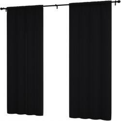 NOW-ART Függöny 145x160 készre varrt sima matt nappaliba beltéri függöny fekete (Zasłona 160 LEN-C Czarna)