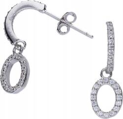 Lovrin Ezüst 925 ovális fülbevaló cirkónia kövekkel, stekkeres, 1, 44g, divatos minta, ajándék (Lovrin 46497)