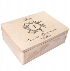 Creative Deco Ajándék szentáldozásra, emlékdoboz gravírozással, borítékok, nyomtatás, 40x30 cm (JANCDSD140BCUSTOMCOMCONFCROSSMINFBM)