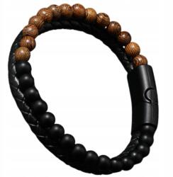  Férfi karkötő természetes bőr szíjjal és kőgyöngyökkel (5905884063200)