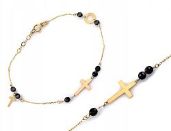Lovrin Arany karkötő 585 fekete gyöngyökkel, finom láncon, kereszttel (43800443)