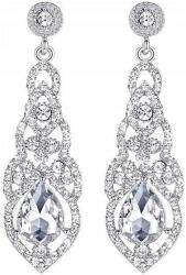 Hosszú lógós esküvői fülbevaló kristályokkal, ezüst cirkóniákkal ajándékba (5905884088876)