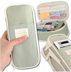  Iskolai tolltartó, egyrekeszes kozmetikai táska, filctollak, iskolai golyóstollak, színes ceruzák (Pojemny Elegancki Piórnik Zielony Szkolny)