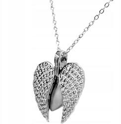 Lovrin 925-ös ezüst nyaklánc szárnyakkal, cirkónia kövekkel és szívecskével ajándéknak (Lovrin108277)