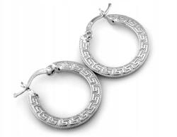 Lovrin Ezüst fülbevaló 925 görög mintás kör ródiumozott 2.74g ajándék nőknek