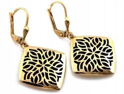 Lovrin Arany fülbevaló, lógós, 585-ös, fekete zománcos négyzetekkel, 3, 73g, geometrikus mintával (Lovrin)