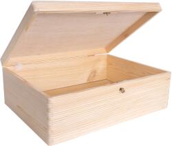 Creative Deco Fa doboz kulccsal és fedővel ajándékhoz, játékokhoz, fényképekhez 40x30x14cm (X0020JM9OR)