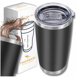 Tressari Nagy, fekete termobögre 600 ml, kávéhoz, teához, szivárgásmentes termosz