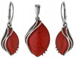 Lovrin 925-ös ezüst ékszerszett mandula formájú korall kövekkel, ajándékba (62475835)