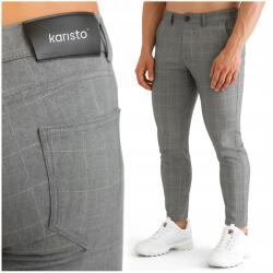  Férfi Látogató nadrág Anyag Rugalmas Elegáns Kockás Szürke 30 (KARISTO-ODZ-010-30)