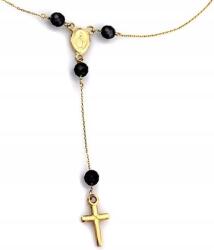 Lovrin Arany Nyaklánc 585 Fekete Kövekkel Rózsafüzér női elegáns minta