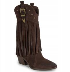 LaRoni 3871 Csokoládé Bőr Csizma Rojtokkal 39 (3871 Czekolada Welur)