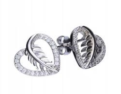 Lovrin Ezüst 925 szív és levél fülbevaló cirkónia kövekkel, divatos minta ajándékba (Lovrin 46677)