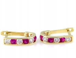 Lovrin Gyermek arany fülbevaló vessző formájú, 585-ös, piros cirkónia kövekkel, súlya 0, 96g (43791958)