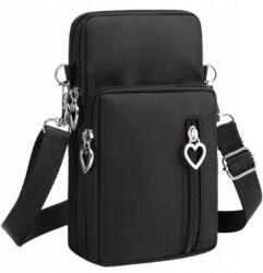 EdiBazzar Női borítéktáska, telefontartó, pénztárca, válltáska tágas, fekete (5904107120966)