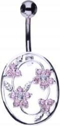Lovrin Ezüst köldökpiercing 925 rózsa virágokkal 2, 35g ajándékba, látványos mintával (Lovrin 48859)