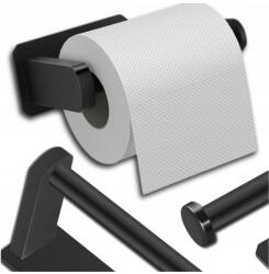 Wc papír tartó, Öntapadós, Loft stílusú, rozsdamentes acél, fekete (5905884089255)