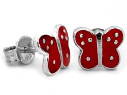 Lovrin Ezüst pillangó fülbevaló piros, gyermek, 925-ös, 1, 14g, ajándék (62435886)