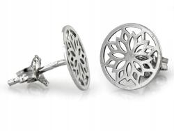 Lovrin Ezüst fülbevaló 925 áttört mintás karika, női bedugós fülbevaló (Lovrin)