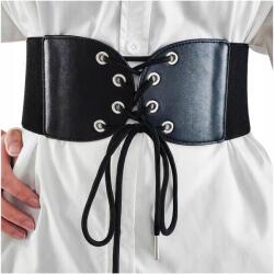 EdiBazzar Öv, rugalmas, fekete, széles, ruhához, gumis, fűzős (Szeroki elastyczny pasek damski do sukienki)