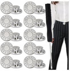  Ezüst Színű Gombok 17 mm 10 db-os Készlet Fém Gombok Kerek Gombok Nadrághoz (Komplet guziki wkręcane 10 szt + śrubokręt)