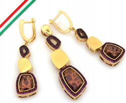 Lovrin Arany ékszerszett 585 barna kövekkel, elegáns ajándék, 14 karátos (Lovrin 61141)