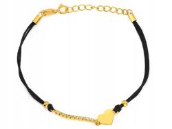 Lovrin Ezüstözött, 925-ös ezüst karkötő cirkónia kövekkel, 1, 25g, fekete zsinórral, r18-as méret (60277364)