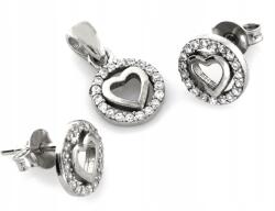 Lovrin Finom, 925-ös ezüst ékszerszett szívvel, ajándéknak (fülbevaló és medál) (Lovrin)