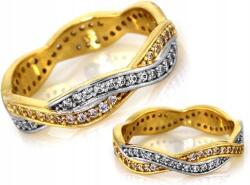 Lovrin Aranyozott, fonott gyűrű 585 fehér cirkóniával, nőknek, elegáns, r16-os méret