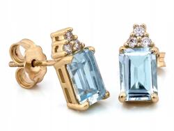 Lovrin Elegáns, 585-ös arany fülbevaló kék kővel, stekkeres - ajándék