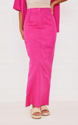 Prettylittlething Rózsaszín Sima Maxi Szoknya Zsebek Magas Állapot Prettylittlething 34