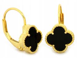 Lovrin Ezüst fülbevaló, aranyozott, 925-ös, virágok fekete kővel, 2, 25g (62501635)