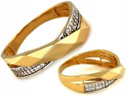 Lovrin Arany gyűrű 585 kétszínű aranyból, fonott, mart, cirkónia kövekkel