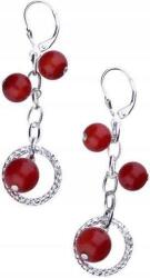 Lovrin Ezüst fülbevaló 925 piros gömbökkel 8g eredeti angol divatos (Lovrin 47296)