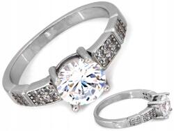 Lovrin 925-ös ezüst gyűrű fehér kővel, 2, 98g, cirkónia kövekkel a száron, 16-os méret