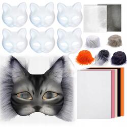  6 Db Üres Maszk Festéshez Macska Maszk Szőrrel És Szemhálóval (6977652562085)