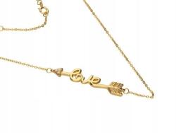 Lovrin 925-ös ezüst női nyaklánc, aranyozott "love" nyíl medállal, divatos mintával (Lovrin 64474)