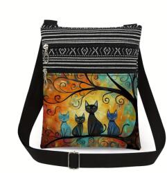  Etnikai válltáska boho színes 4 macska fa macska család Pop Art (xky7015)