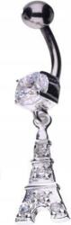 Lovrin Ezüst köldökpiercing 925 Eiffel torony fehér színben, mutatós mintával ajándéknak is kiváló (Lovrin 48978)