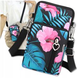 EdiBazzar Női fekete virágos városi telefontartó táska Pénztárca Borítéktáska 2 az 1-ben (5905884017425)