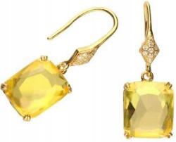 Lovrin 925-ös ezüst, aranyozott fülbevaló sárga kristállyal, 3, 68 női divatos ezüst (Lovrin 48536)