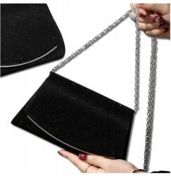 EdiBazzar Fekete Estélyi Borítéktáska Alkalmi Kistáska Lánccal elegáns mini (Wizytowa Torebka Błyszcząca elegancka mini)
