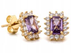 Lovrin Arany 585 fülbevaló, téglalap alakú markíz fazonú, lila köves, stekkeres