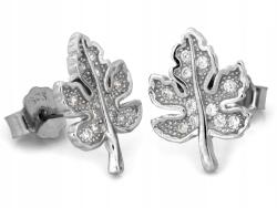 Lovrin Ezüst fülbevaló 925, juharlevél cirkóniákkal, 1.62g, stekkeres, ajándékba