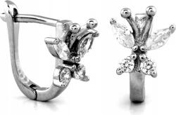 Lovrin 925-ös ezüst fülbevaló modern, angol kapcsos, pillangós cirkónia kövekkel, divatos