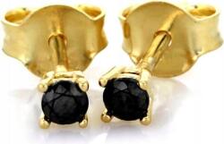 Lovrin Fülbevaló sárga aranyból 585, finom, fekete cirkónia köves, 14K-os, divatos stekkeres
